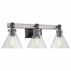 Best Pirce ⭐ Kira Home Anza 25" Farmhouse / Bathroom Light, Conic Seeded Glass Shades, White ✔️