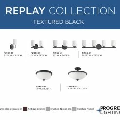 Budget 🛒 Progress Lighting Replay Collection 3-Light Textured Black Etched Glass Modern Bath Vanity Light 🧨 -Progress Lighting Shop 15d1a6130ef21dac 3792 w800 h800 b0 p0