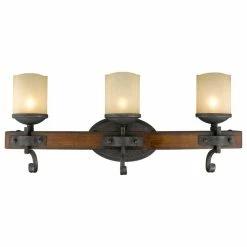 Flash Sale 👏 Golden Lighting 1821-BA3 BI Madera 3 Light Bath Vanity, Black Iron 💯