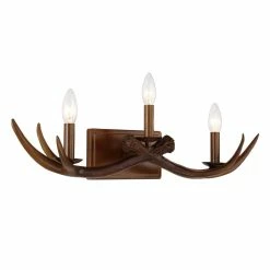 Outlet 🧨 Vanity Art LLC 3 Light Dimmable Antler Vanity Light, Natural 👏