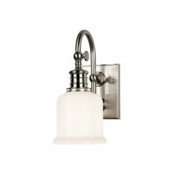 Promo 😀 Hudson Valley Lighting Keswick 1-Light Bath And Vanity With Opal Glossy Glass Shade, Satin Nickel 👏