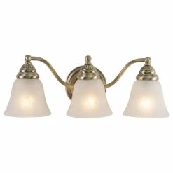 Discount 😉 Vaxcel Standford 3-Light Vanity, Antique Brass/Alabaster ❤️