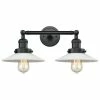 Discount 👏 Innovations Lighting Halophane 2-Light Bath Vanity-Light, Matte Black, Matte White Halophane 💯