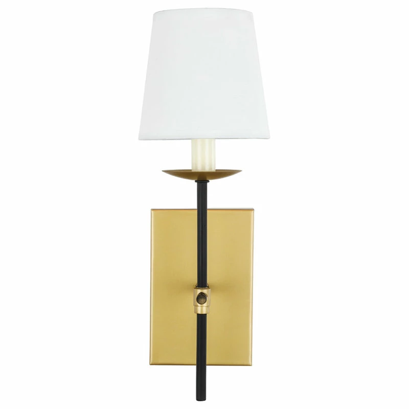 Budget ๐ Elegant Furniture & Lighting Black Finish And White Shade 1-Light Wall Sconce, Brass And Black ๐ 3 Budget ๐ Elegant Furniture & Lighting Black Finish And White Shade 1-Light Wall Sconce, Brass And Black ๐ - Image 3