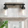 Buy ✔️ LALUZ 2-Light Black Wall Sconces Distressed Faux Wood Vanity Lights Bathroom 🔥