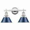 Cheapest 🧨 Golden Lighting 3306-BA2 CH-NVY Orwell 2 Light Bath Vanity, Chrome 🔥