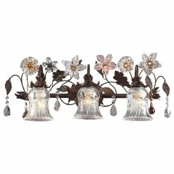 Flash Sale 🎉 Elk Home Cristallo Fiore 3-Light Vanity, Deep Rust And Hand Blown Florets ❤️