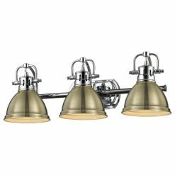Buy 👍 Golden Lighting Duncan 3 Light Bath Vanity, Chrome With Aged Brass 👍
