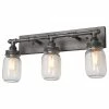 Best deal 😀 LALUZ Industrial 3-Light Mason Jar Wall Sconce, Silver Plating With Black Finish 🔔