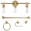 Buy 💯 Globe Electric Alexandria 5-Piece Matte Brass Bathroom Set With 3-Light Vanity Light 🥰