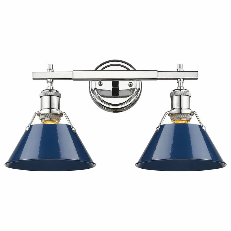 Cheapest ๐งจ Golden Lighting 3306-BA2 CH-NVY Orwell 2 Light Bath Vanity, Chrome ๐ฅ 2 Cheapest ๐งจ Golden Lighting 3306-BA2 CH-NVY Orwell 2 Light Bath Vanity, Chrome ๐ฅ - Image 2
