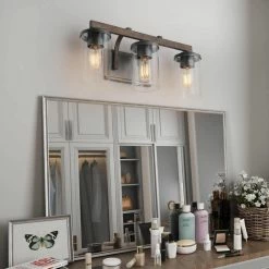 Best reviews of 😉 LALUZ 3-Light Modern Farmhouse Matte Black And Wood Grey Bathroom Vanity Lights ✨ -Progress Lighting Shop 5fd1f810036b7250 6310 w800 h800 b0 p0