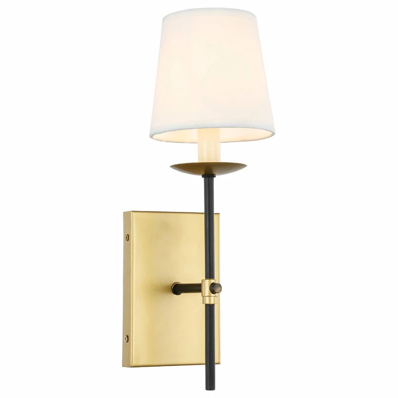 Budget ๐ Elegant Furniture & Lighting Black Finish And White Shade 1-Light Wall Sconce, Brass And Black ๐ 4 Budget ๐ Elegant Furniture & Lighting Black Finish And White Shade 1-Light Wall Sconce, Brass And Black ๐ - Image 4