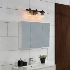 Best Sale ❤️ Globe Electric 3-Light Matte Black Vanity Light With Seeded Glass Shades ⭐ -Progress Lighting Shop 62d11d5401819e14 0501 w800 h800 b0 p0