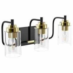 Flash Sale 🧨 Aiwen Industrial Metallic Cylinder Transparent Glass Shade Vanity Lighting, 3-Lights 🔥