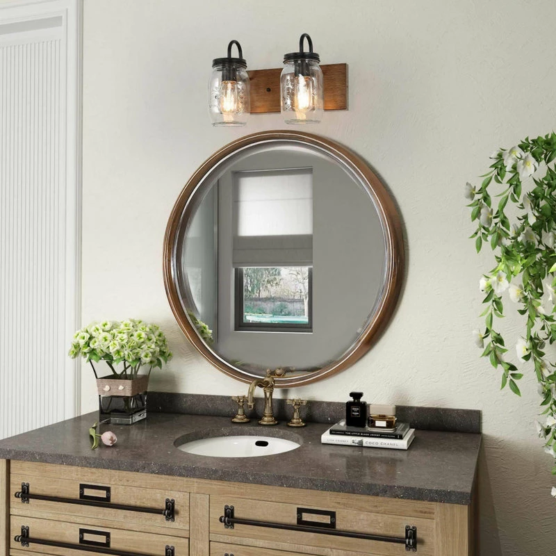 Cheap ๐ฏ LALUZ Farmhouse 2-Light G Mason Jars Bathroom Vanity Lighting, Black ๐ฏ 4 Cheap ๐ฏ LALUZ Farmhouse 2-Light G Mason Jars Bathroom Vanity Lighting, Black ๐ฏ - Image 4