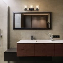 Best Sale ❤️ Globe Electric 3-Light Matte Black Vanity Light With Seeded Glass Shades ⭐ -Progress Lighting Shop 95b19b0e01819e15 0501 w800 h800 b0 p0