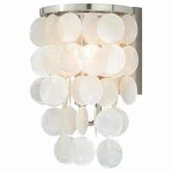 Discount 👍 Vaxcel Elsa Satin Nickel Capiz Shell Coastal Wall Fixture, 1-Light 😀