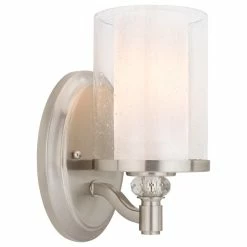 Wholesale 🛒 Kira Home Victoria 10" Wall Sconce, Frosted Glass Inner Shade, Seeded Glass ✨