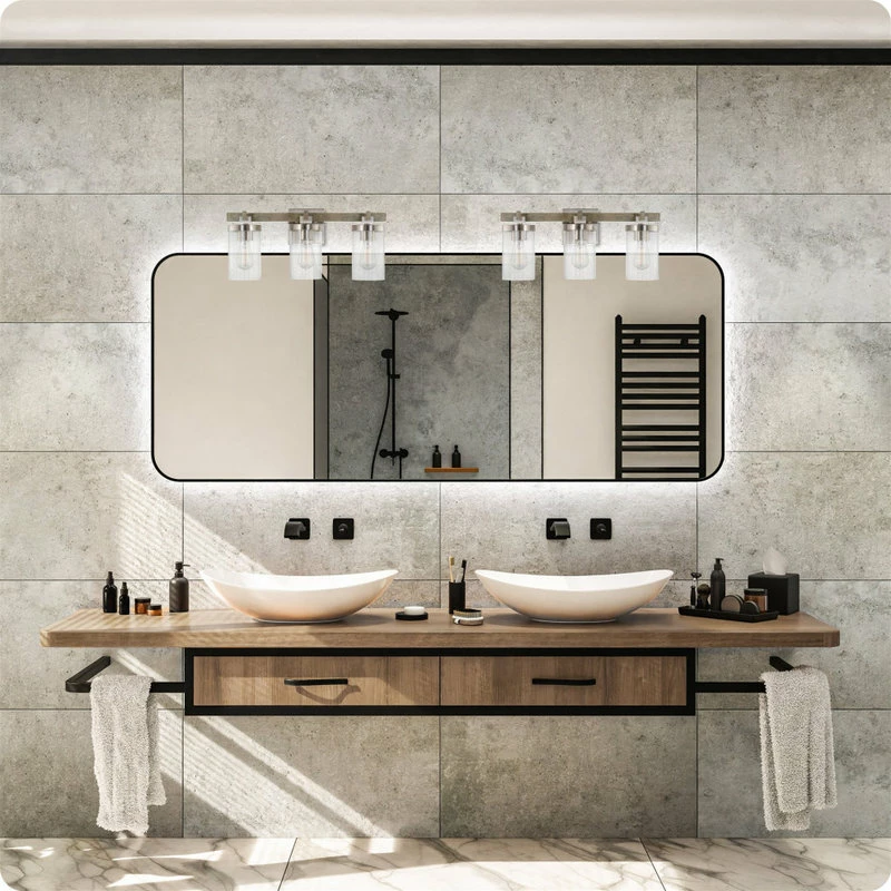 Best deal ❤️ Kira Home Concord 22" Farmhouse / Bathroom Light, Seeded Cylinder Glass Shades 🧨 3 Best deal ❤️ Kira Home Concord 22" Farmhouse / Bathroom Light, Seeded Cylinder Glass Shades 🧨 - Image 3