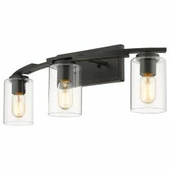 Best deal 🎁 Golden Lighting Monroe 3-Light Bath Vanity, Black With Clear Glass 💯 -Progress Lighting Shop a251438201730f03 5191 w800 h800 b1 p0