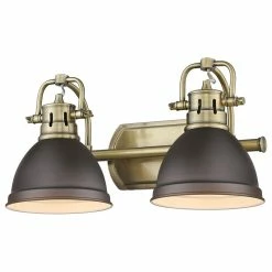 Brand new ⭐ Golden Lighting Duncan 2-Light Bath Vanity Light, Aged Brass, Rubbed Bronze 🤩
