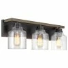 Best Sale 🎁 Kira Home Caspian 23" Farmhouse Bathroom / Light, 🔨 Hammered Glass Shades, Russet 🌟