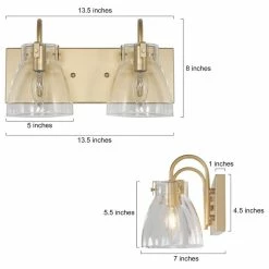 Best deal 🤩 LALUZ Gold Clear Glass Wall Lamp Vanity Light, 2-Light 👏 -Progress Lighting Shop b321f04d03117e43 2092 w800 h800 b1 p0
