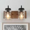 Cheap 💯 LALUZ Farmhouse 2-Light G Mason Jars Bathroom Vanity Lighting, Black 💯