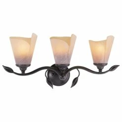 Buy 🧨 Vaxcel Capri 1 Light Bronze Rustic Vine Bathroom Wall Fixture, 3-Light 🧨