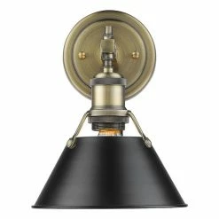 New 👏 Golden Lighting Orwell 1-Light Bath Vanity With Aged Brass Shade, Black 🔔