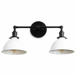 Cheap 🧨 Peared Creation Industrial Vanity Light, White Bucket Shade ⭐