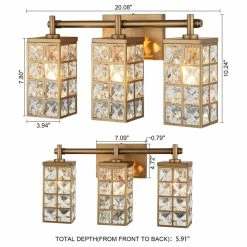 Best Pirce ✨ Whoselamp Modern 20 In. 3-Light Gold Wall Sconce Vanity Light With Crystal Cuboid Shade 🎉 -Progress Lighting Shop c5a1f77f0310209e 2760 w800 h800 b1 p0