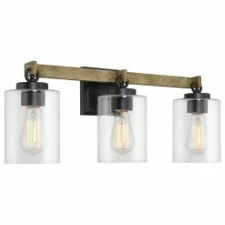 Buy 👏 Kira Home Higgins 23.5" Farmhouse / Bathroom Light, Cylinder Glass Shades ✔️