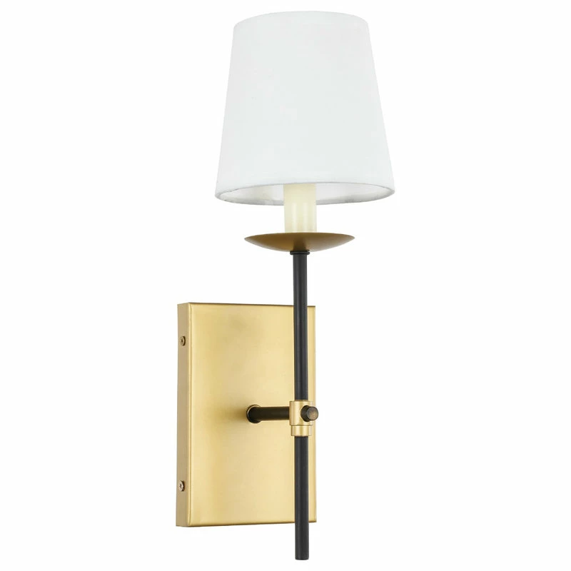 Budget ๐ Elegant Furniture & Lighting Black Finish And White Shade 1-Light Wall Sconce, Brass And Black ๐ 5 Budget ๐ Elegant Furniture & Lighting Black Finish And White Shade 1-Light Wall Sconce, Brass And Black ๐ - Image 5