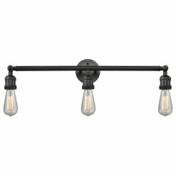 Top 10 ✨ Innovations Lighting Franklin Restoration Bare Bulb 3 Light Bathroom Vanity Light, Matte Black 😀