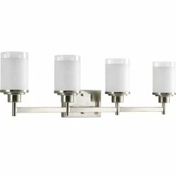 Coupon 😉 Progress Lighting 4-100W Medium Bath Bracket, Brushed Nickel 🔔
