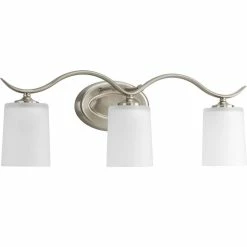 Hot Sale ๐ Progress Lighting Inspire 3-Light Bath Light With Etched Glass, Brushed Nickel โญ