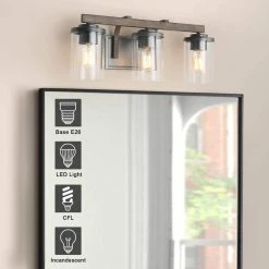 Best reviews of 😉 LALUZ 3-Light Modern Farmhouse Matte Black And Wood Grey Bathroom Vanity Lights ✨ -Progress Lighting Shop df810e21036b7245 6310 w800 h800 b0 p0