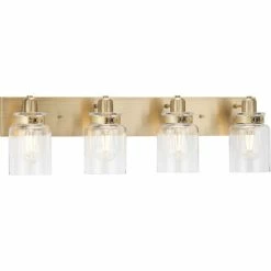 Best Pirce 🛒 Progress Lighting Calhoun Collection Four-Light Vintage Brass Bath Vanity Light 😉