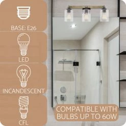 Buy 👏 Kira Home Higgins 23.5" Farmhouse / Bathroom Light, Cylinder Glass Shades ✔️ -Progress Lighting Shop e3c1918e02317fad 8655 w800 h800 b0 p0