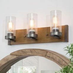 Top 10 🎁 LNC Lighting 3-lights Farmhouse Rustic Bath Vanity Light Fixture Wall Lamp With Glass Shade 🔔