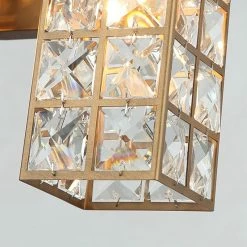 Best Pirce ✨ Whoselamp Modern 20 In. 3-Light Gold Wall Sconce Vanity Light With Crystal Cuboid Shade 🎉 -Progress Lighting Shop f2111fdf03102086 2760 w800 h800 b0 p0