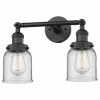 Budget ❤️ Innovations Lighting Small Bell 2-Light Bath Fixture, Matte Black, Glass: Clear 🧨