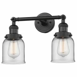 Budget ❤️ Innovations Lighting Small Bell 2-Light Bath Fixture, Matte Black, Glass: Clear 🧨