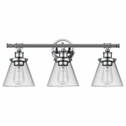 Best Sale ✔️ Globe Electric Parker 3-Light Chrome Vanity Light With Clear Glass Shades 🔥