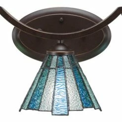 Promo 🛒 Toltec Lighting Zilo 3-Light Bath Bar, Dark Granite Finish With 7" Sea Ice Art Glass 🔥