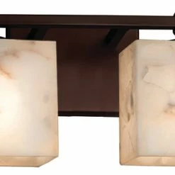 Best deal 🧨 Justice Design Group LLC Alabaster Rocks! Tetra 2-Light Bath Bar, Rectangle, Bronze ✨