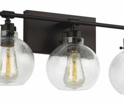 Coupon ⭐ Feiss Clara 5-Light Vanity, Oil Rubbed Bronze With Clear Seeded Glass ⭐