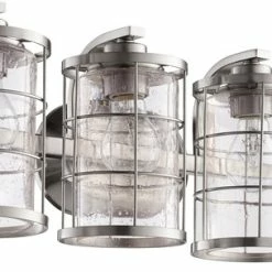 Coupon ⌛ Quorum International Ellis 4-Light Vanity Fixture, Satin Nickel ✨